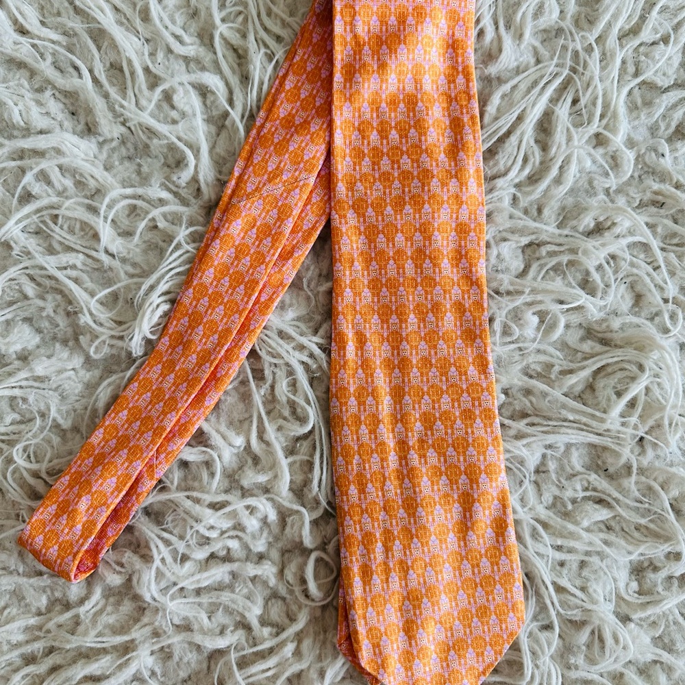 S.T. Dupont Vibrant Orange Patterned Tie
